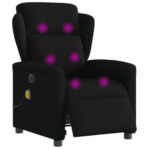 Sillón reclinable de masaje eléctrico tela negro M 3
