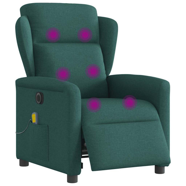 Sillón reclinable de masaje eléctrico tela verde oscuro M 3