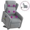 Sillón de masaje eléctrico reclinable elevable tela gris claro 1