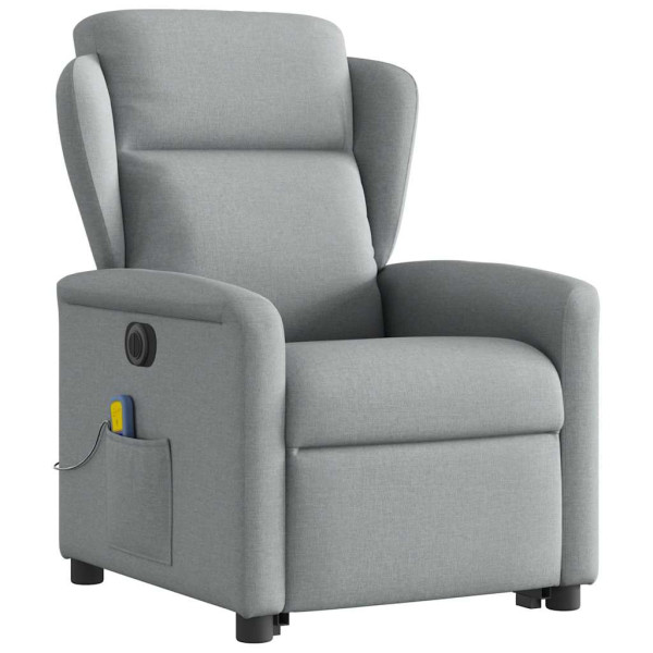 Sillón de masaje eléctrico reclinable elevable tela gris claro M 4