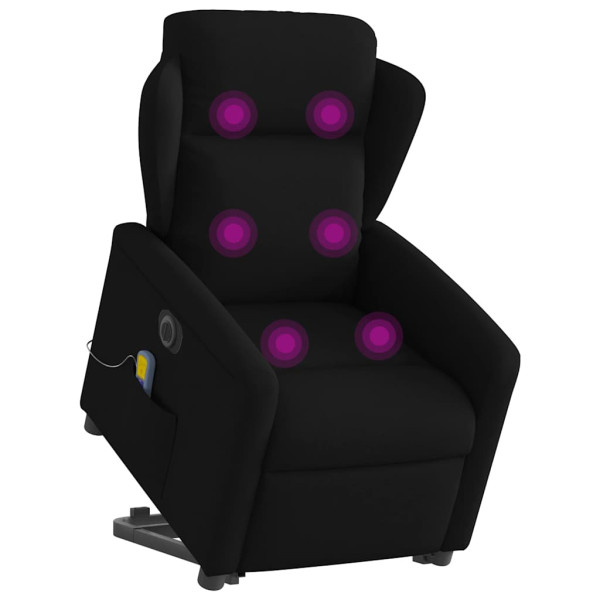 Sillón de masaje eléctrico reclinable elevable tela negro M 3