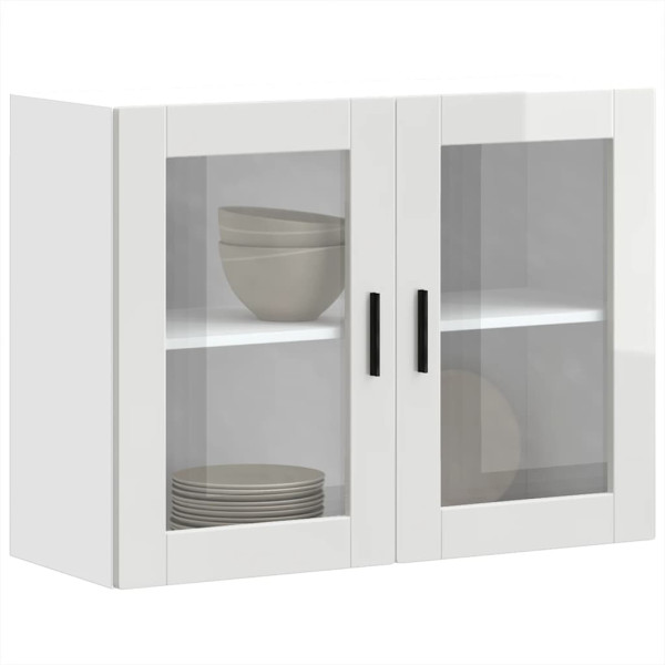 Armario pared para cocina puerta cristal Porto blanco brillante D