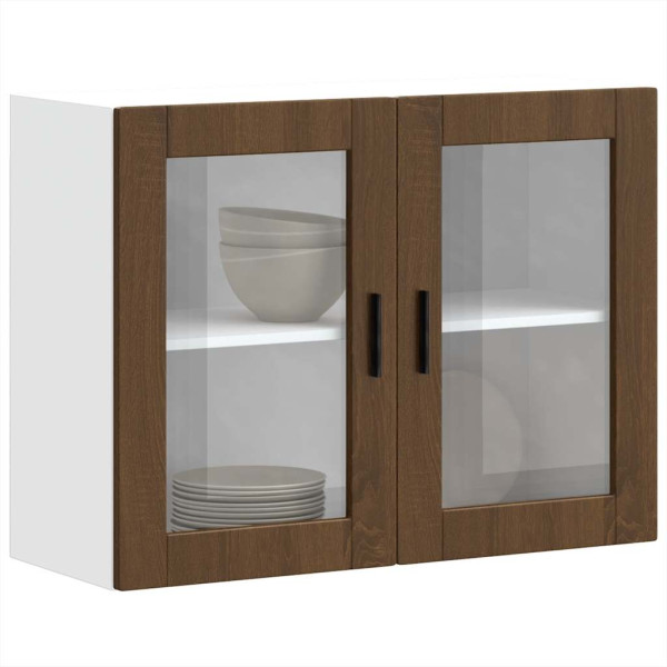 Armario de pared para cocina puerta cristal Porto roble marrón D