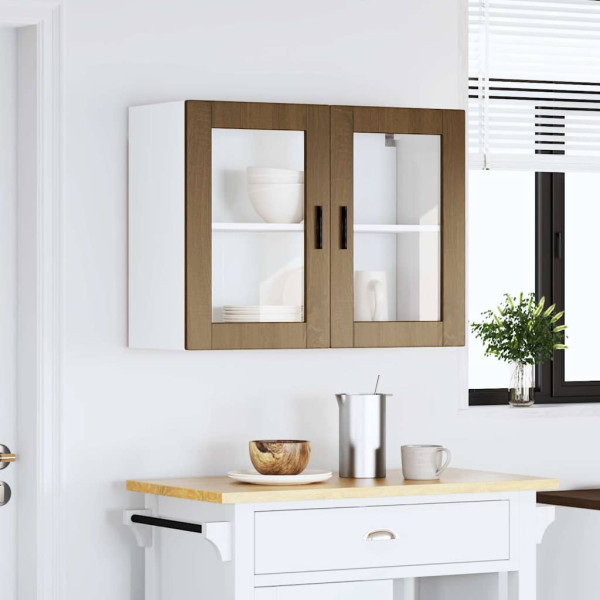 Armario de pared para cocina puerta cristal Porto roble marrón M 4