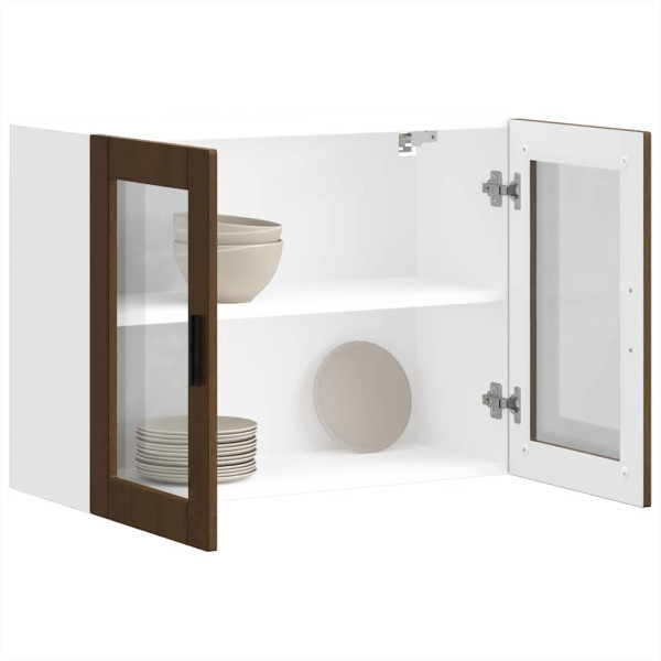 Armario de pared para cocina puerta cristal Porto roble marrón M 5
