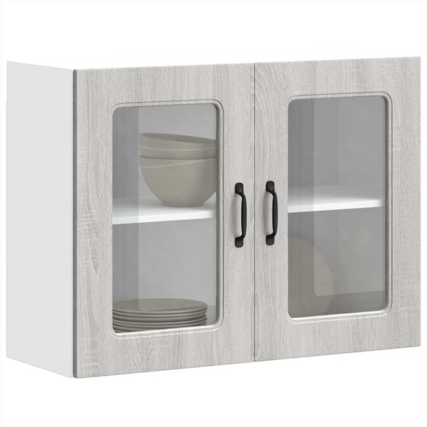 Armario pared cocina puerta de cristal Kalmar sonoma gris D