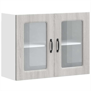 Armario pared cocina puerta de cristal Kalmar sonoma gris H