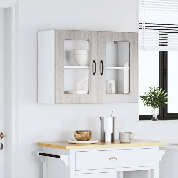 Armario pared cocina puerta de cristal Kalmar sonoma gris M 3