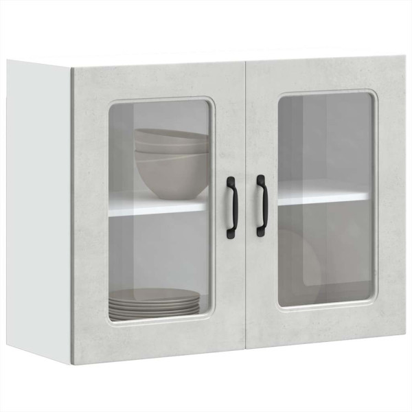 Armario pared cocina puerta de cristal Kalmar gris hormigón D