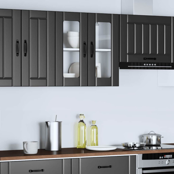 Armario pared cocina puerta de cristal Lucca negra M 4