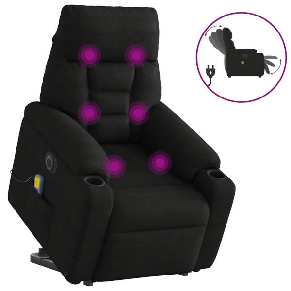 Sillón masaje eléctrico reclinable elevable tela negro D
