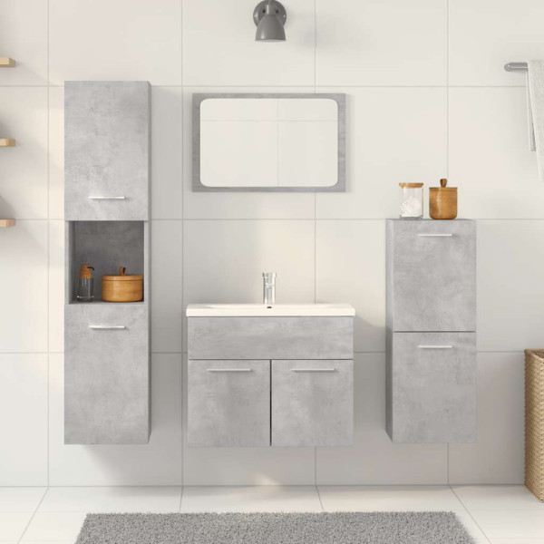 Juego muebles de baño 4 pzas madera contrachapada gris hormigón M 3