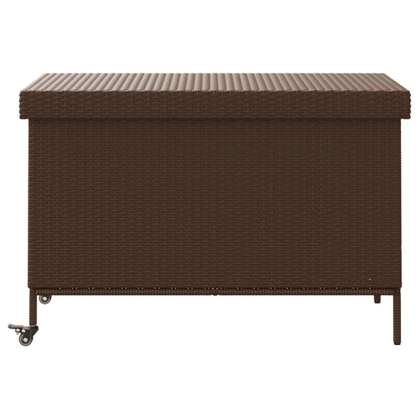 Caja de almacenaje jardín ruedas ratán PE marrón 110x55x73 cm M 4