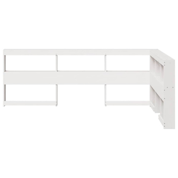 Estante cabeceira forma de L 120 cm madeira pinho maciça branco M 4
