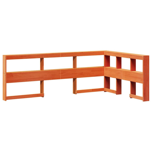 Cabecero cama estantería forma L marrón encerado 120 cm M 2