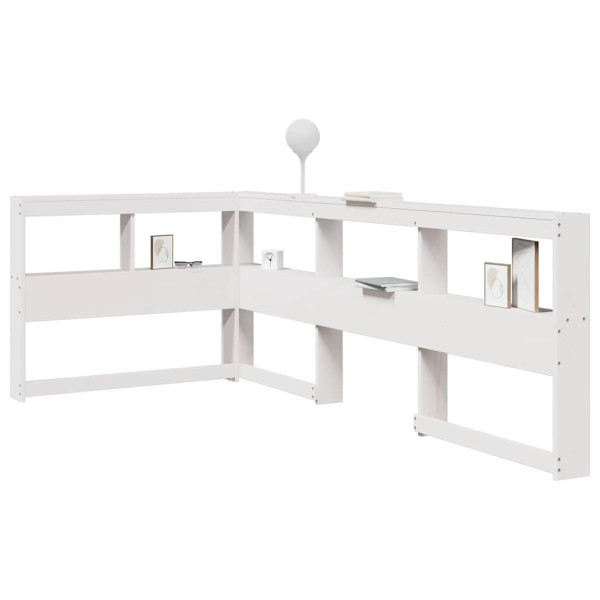 Cabecero librería en forma L madera maciza pino blanco 75 cm D