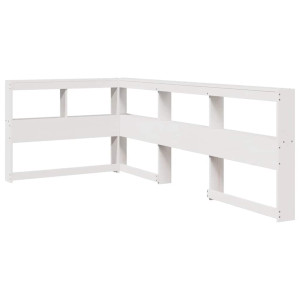 Estante cabeceira forma de L 75 cm madeira pinho maciça branco H