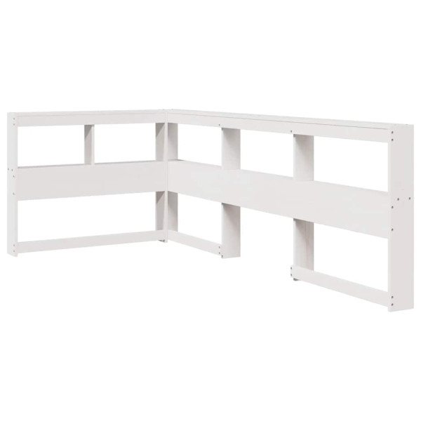 Estante cabeceira forma de L 75 cm madeira pinho maciça branco M 2