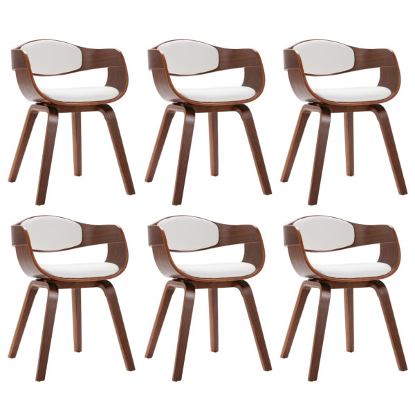 Sillas de comedor 6 unidades madera curvada y cuero sintético M 2