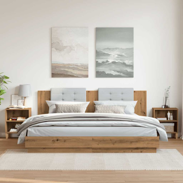 Mesas de cabeceira 2 pcs carvalho artesanal 40x30x50 cm M 3