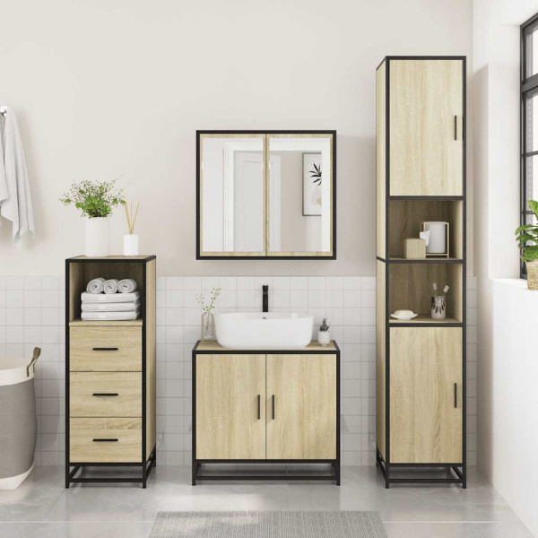 Armario de baño madera contrachapada roble Sonoma 35x37.5x100cm M 3