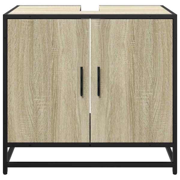 Armario de lavabo de baño madera roble Sonoma 65x33x60 cm M 5