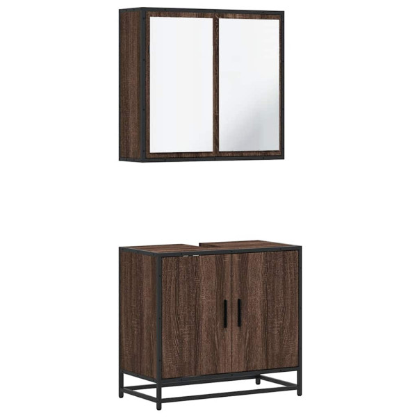 Set de muebles baño 2 pzas madera contrachapada marrón roble M 2