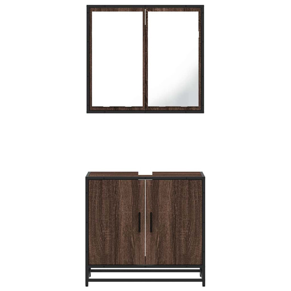 Set de muebles baño 2 pzas madera contrachapada marrón roble M 5