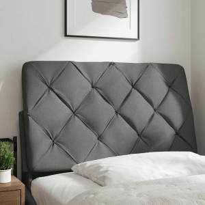 Cabecero de cama acolchado tela gris oscuro 90 cm H
