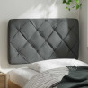 Cabecero de cama acolchado tela gris oscuro 90 cm 3
