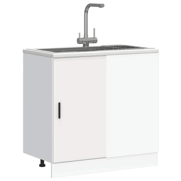 Mueble bajo para fregadero de madera de ingeniería blanca M 4