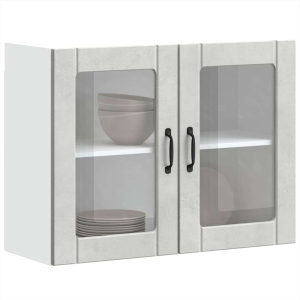 Armario pared cocina puerta de cristal Lucca gris hormigón M 5