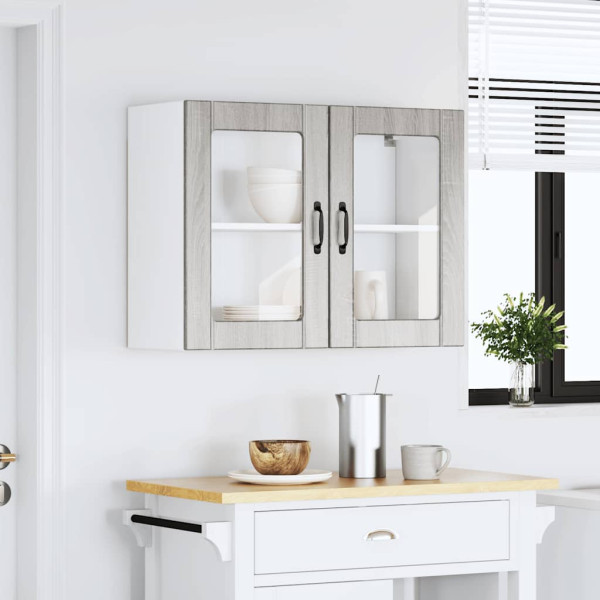 Armario pared cocina puerta de cristal Lucca sonoma gris M 3