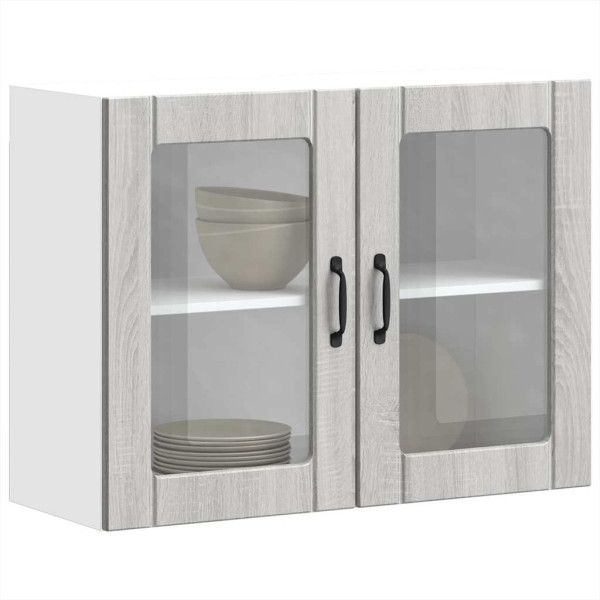 Armario pared cocina puerta de cristal Lucca sonoma gris M 5
