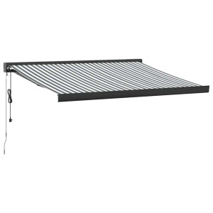 Toldo retráctil aluminio y tela gris antracita y blanco 3x2.5 m H