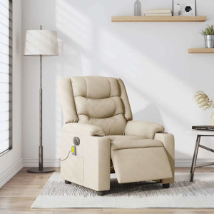 Sillón reclinable de masaje eléctrico tela color crema H