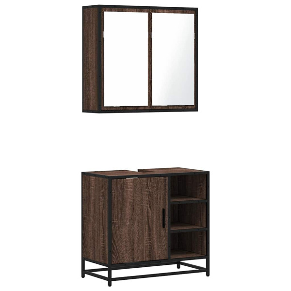 Set de muebles baño 2 pzas madera contrachapada marrón roble M 2