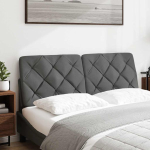 Cabecero de cama acolchado tela gris oscuro 120 cm H