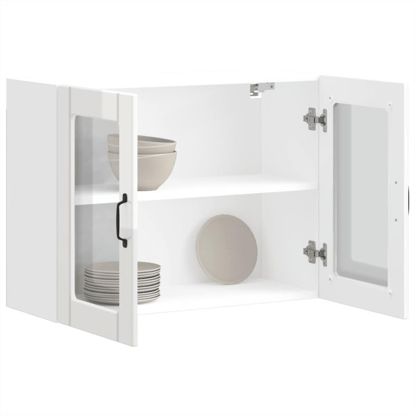 Armario pared cocina puerta cristal Lucca blanca alto brillo D