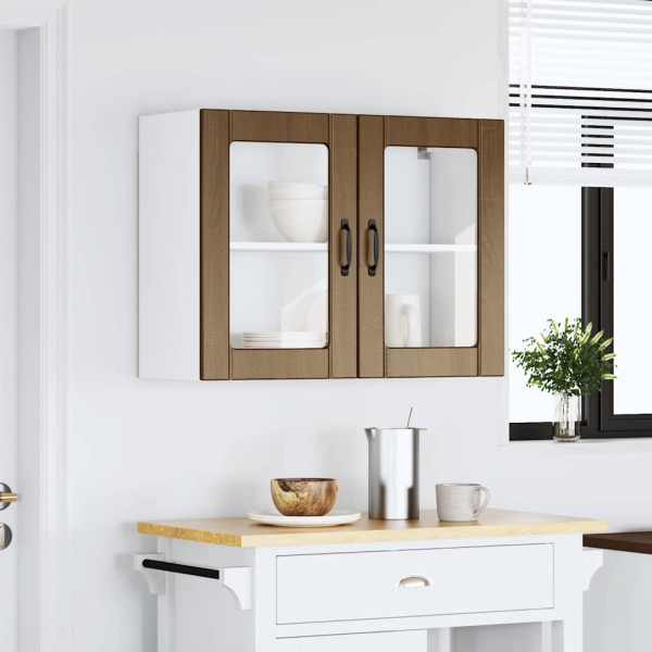 Armario pared cocina puerta de cristal Lucca roble marrón M 3