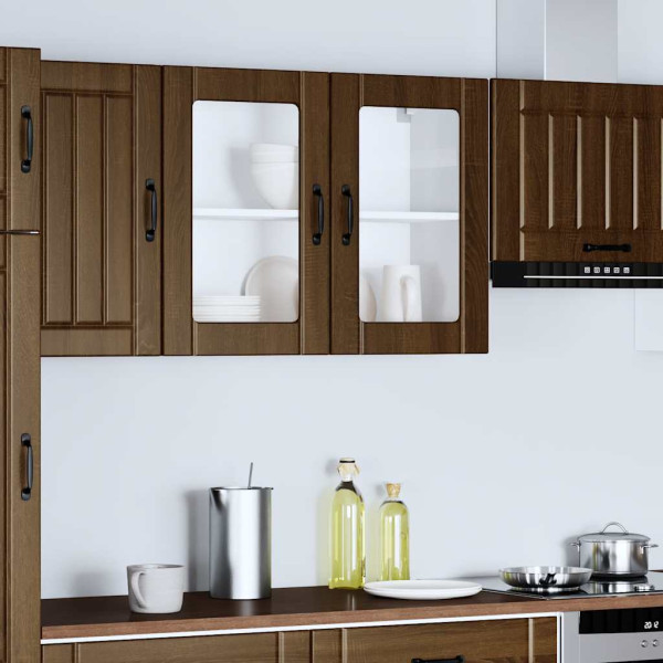 Armario pared cocina puerta de cristal Lucca roble marrón M 5