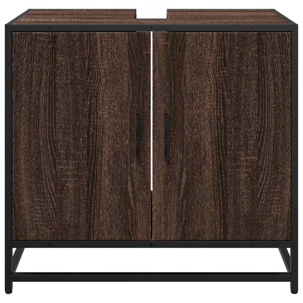 Mueble de lavabo madera de ingeniería roble marrón 65x33x60 cm M 5