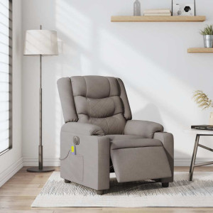 Sillón reclinable de masaje eléctrico tela gris taupe H