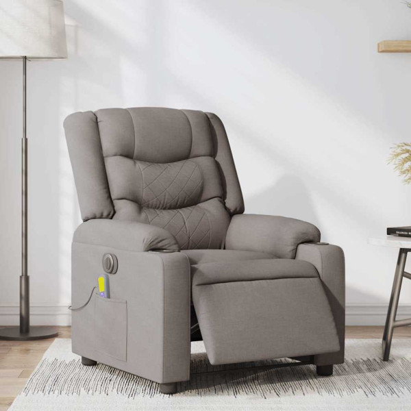 Sillón reclinable de masaje eléctrico tela gris taupe M 3