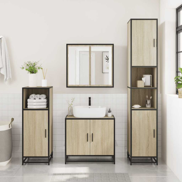 Set de muebles de baño 2 pzas madera contrachapada roble Sonoma M 4