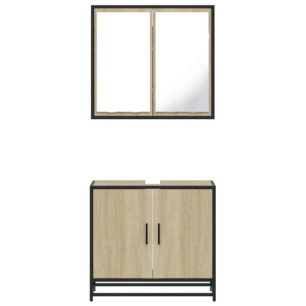 Set de muebles de baño 2 pzas madera contrachapada roble Sonoma M 5