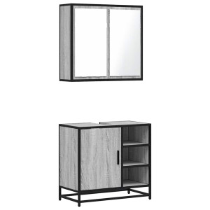 Set de muebles de baño 2 pzas madera contrachapada gris sonoma H