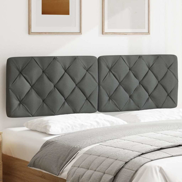 Cabecero de cama acolchado tela gris oscuro 160 cm M 3