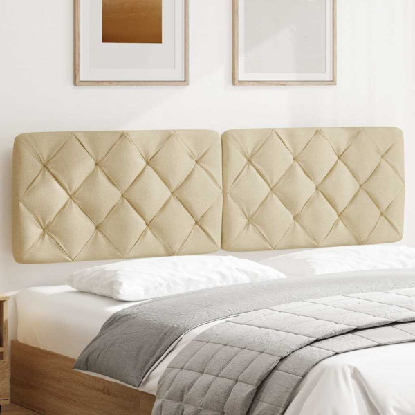 Cabecero de cama acolchado tela crema 180 cm M 3