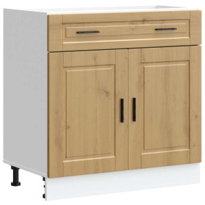 Mueble bajo de cocina porto roble artesano madera reconstituida H